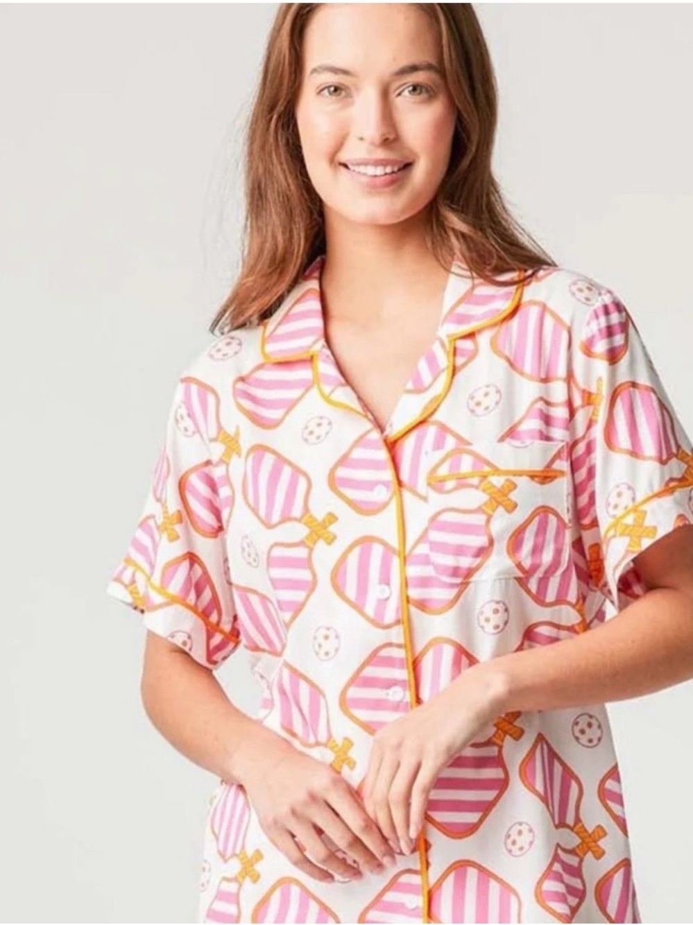 Women’s Pink & Cream Printed Short Pajama Set Size Large - Picture 4 of 5